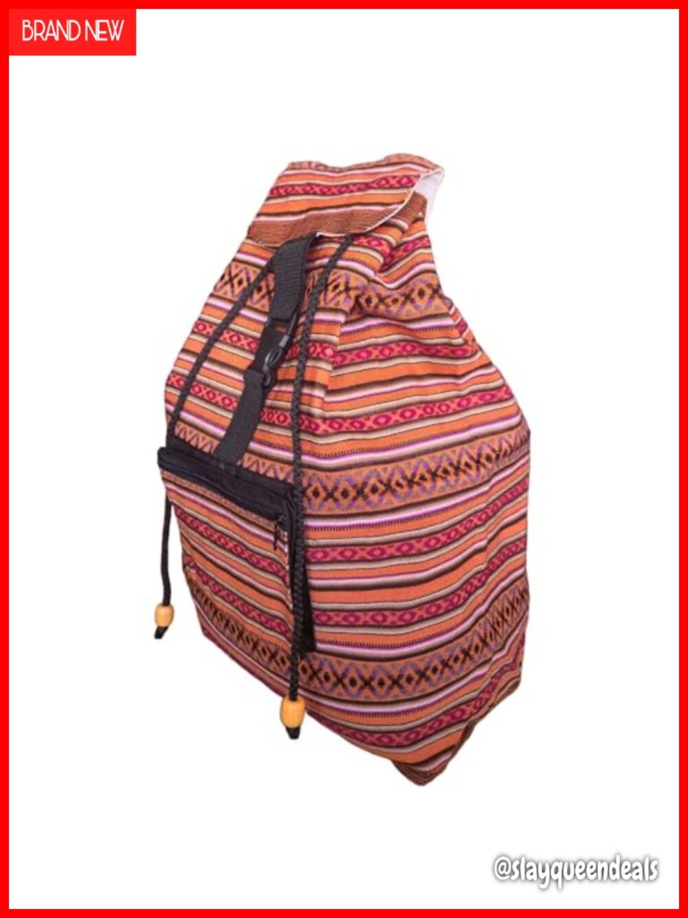 Native Peruvian Shoulder Bag Handwoven Travel Backpack 18in